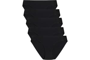 VOENXE Culotte Femme sans Couture,sous-vêtements Slips Taille Basse,Bas de Bikini Élastique Multipack Lot de 5