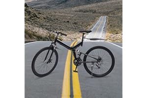 AUYART VTT 26" - 21 vitesses - Cadre pliable en acier au carbone - Frein à disque - Vélo pour homme - VTT - Sport tout-terrain - Profitez de la conduite - Noir