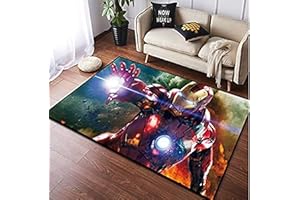 BILIVAN Teppich Iron Man Marvel Avengers Europa und Amerika Stil Kinderzimmer rutschfeste Matten Cartoon Anime Spider-Man Wohnzimmer Schlafzimmer (80 x 120 cm)