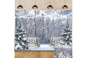BUTEN Toile de fond de scène d'hiver au pays des merveilles de la neige, sapin, forêt, fond de photographie de Noël, Nouvel An, décoration de fête, portrait, studio photo, accessoires (210 x 150 cm)