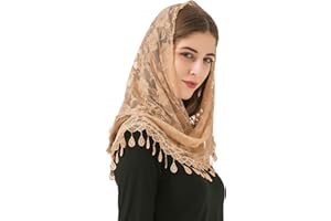 PAMOR Mass Veil Triangle Mantilla Cathedral Head Covering Chapel Veil Lace Shawl Latin Scarf
