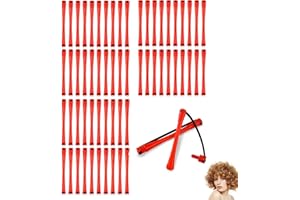 PMELCXD Varillas de Permanente 60 Barras de Permanente de Pelo Rodillos de Pelo Antideslizantes Barras de Onda Fría de Plástico Varillas Rulos Cortos con Banda de Goma Elástica Herramienta de Peinado