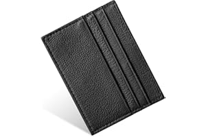URAQT Portacarte Uomo e Donna, Porta Carte Credito in Pelle Slim con 6 Slot e 1 Tasca, Portafoglio Sottile per Carte D'identità, Patente di Guida(nero-new)