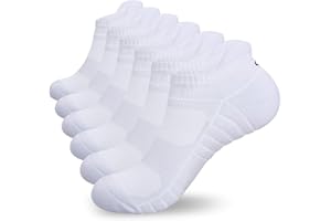 Benirap Trainer Socks Men Women, 6 Pairs Anti Blister Ankle Socks Cushioned Running Socks Breathable Cotton Socks for Waking Hiking Cycling Sports Work