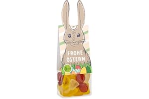 DER ZUCKERBÄCKER Frohe Ostern Naschbeutel vegan, ein exotischer veganer Fruchtgummi-Mix, ohne tierische Inhaltsstoffe, süßes Ostergeschenk für Veganer