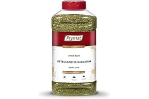 ‎PRYMAT Prymat Getrocknetes Basilikum 230g – Fein geschnittenes, aromatisches Kraut zum Würzen von Pasta, Pizza, Saucen, Salaten, Fleisch, Fisch & Gemüse – ideal für mediterrane Küche – luftdicht verpackt