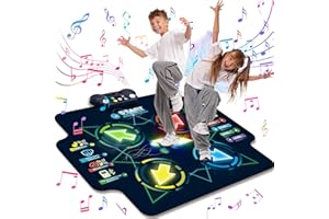 JOLLY FUN Tanzmatte Kinder Spielzeug Geschenke für Mädchen Jungen, Musikmatte mit Herausforderung Modi LED Anzeige Integrierter Musik Tanzpad Geburtstagsgeschenke, Spielzeug für Mädchen 3 4 5 6 7 8 9 10+