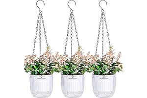 JOSTEVE 4.5 Inch 3 Pcs Self Watering Hanging Planter Indoor Plant Hanging Pots with Drainage Holes, Outdoor Small Hanging Planters Flower Pot Basket, Visible Water Level, Plant Hanger Home Decor, Gardening