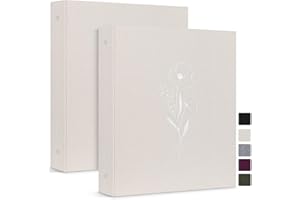 Lanpn Aesthetic Letter Size A4 3 Ring Binder 2 Packs, Linen Cover 1 inch Round Rings Can Holds 8.5" x 11" Paper for Home Office School Journaling Collections (Beige)