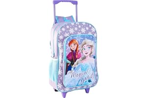 GIFTIDEAZZ TIMELESS GIFTS THAT REFLECT YOUR STYLE GIFTIDEAZZ Kids Wheeled Trolley Backpack - Foldable Suitcase Rucksack with Favorite Character Designs - Travel Carry-on Luggage for Children (Deluxe Frozen Magical Spirit)