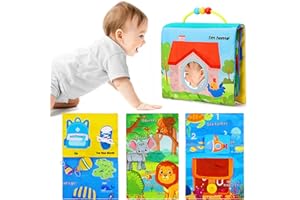 URMYWO Libri Sensoriali Neonato con Specchio,Libro di Stoffa per Neonati,Giochi Neonato 0 3 6 12 Mesi,Tummy Time, Pieghevole e Lavabile