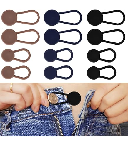 Set Da 12 Estensori Vita Pantaloni – Bottoni Regolabili Per Gravidanza, Jeans E Gonne, 2 Misure E 3 Design, Uomo E Donna
