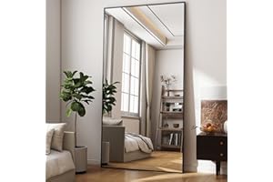 ‎BEAUTYPEAK BEAUTYPEAK Groß Ganzkörperspiegel 200x90 cm, Großer Standspiegel mit Ständer, Bodenspiegel hängend oder lehnend an die Wand für Schlafzimmer, Flur oder Ankleidezimmer, Schwarz