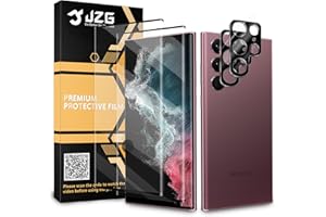 JZG 2 x Protector Pantalla para Samsung Galaxy S22 Ultra (6,81 Pulgadas) con 2 x Protector de Lente de Cámara, Autorreparación, Compatible Huellas Dactilares ID, HD Clara, Antiarañazos