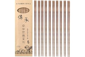 DXIA 10 paia di bacchette in legno,cottura di bacchette, riutilizzabili naturali bacchette, bacchette cinesi per casa hotel ristorante regali sushi cinese tagliatelle giapponesi piatti lunghezza 25 cm