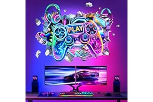 decalmile Pegatinas de Pared 3D Gamer Grande Vinilos Decorativos Juegos Videojuegos Gaming Adhesivos Pared Cuarto de Jugar Niños Habitación Dormitorio Guardería
