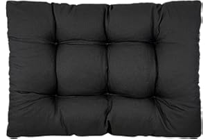 PFM HOME Palettenkissen 120 x 80 cm Outdoor-Kissen für Palettensofa Palettenmöbel Europaletten - Sitzkissen Paletten-Auflagen Gesteppt - Schwarz