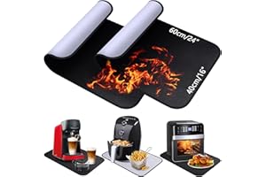 ALCKIJY 2 tappetini ignifugi, 40 x 60 cm desktop di silicone in fibra di vetro; tappetini da frittura ad aria; forni a microonde per macchine da caffè; impermeabilità antiscivolo di 40 x 60 cm