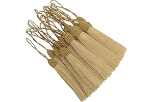 HETUYON Silky Bookmark Tassels DIY Craft: 20pcs Small Handmade Pendant for Projects Supply, Sewing, Key, Garlands Trim, Keychains, Bags, Earrings Jewellery Making and Home Furniture Decor (Champagne)