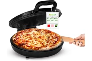 NutriChef Four à Pizza Électrique 1500W - Appareil de Cuisson Antiadhésif Ø30 cm - Prépare Pizzas Maison, Œufs, Tartines & Plus - Compact, Poignées Froides, Température 80-200°C - Noir