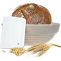 Set Panificazione DeJivsin | Cestino Lievitazione Rattan Ovale 28 Cm | Con Lama, Raschietto E Fodera Lino | Per Pane Fatto In Casa - Foto 3