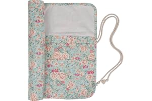 ‎COOPAY Coopay Stricknadelrolle Tasche, Stricknadel Wickel mit hoher Kapazität für Gerade Kurze Doppelspitze Nadeln & Tunesische Häkelnadel Aufbewahrung, Stricknadeln Leinwand Taschen & Leer Organizer, Blumen