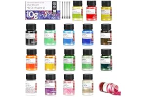 ‎FANTASTORY Fantastory 180g Epoxidharz Farbe Mica Pulver,18 x 10g Perlglanz Pigmentpulver Farbpigmente für Gießpulver,Seifenfarbe, Kerzenherstellung,Badebomben,Schleim,DIY,Lipgloss,Lidschatten,Resin-Mica Powder