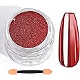 Saviland Red Chrome Nail Powder - 1g Mirror Effect for Gel Nails, Metallic Red Art Pigment Glitter Dust for Manicure Decoration, Home DIY Polish