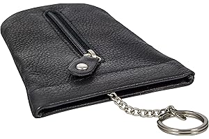 MACEMARO TRADING Étui à clés en cuir - Pochette à clés - Pochette à clés - Cloche à clés - Noir - Porte-monnaie - Pour homme et femme - Fermeture éclair, marron
