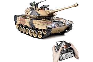 Supdex Carro Armato Telecomandato Leopard 2, 1/18 Modello di Carro Armato, 2.4GHz Telecomando Giocattolo, con Suoni Realistici e Luci, Veicolo Militare RC per Adulti e Bambini che Spara BBS