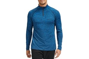 AMZSPORT Herren Laufshirt 1/4 Reißverschlus Langarm Funktionsshirt Sportshirt für Gym Fitness Training