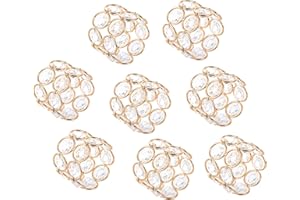 Feyarl - Set di 8 portatovaglioli realizzati a mano con perline di cristallo scintillanti, ideali per matrimoni, feste, feste, decorazioni dorate.