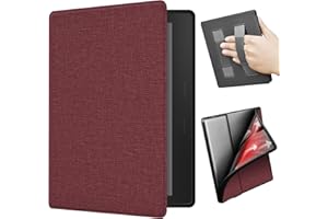 Etui ERUNTO na 7-calowy Kindle Oasis 2/3, etui z TPU z teksturą tkaniny i podwójnym paskiem na rękę z tyłu, etui magnetyczne z funkcją inteligentnego budzenia/uśpienia (Bordo)