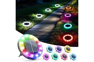 Solpex Lot de 8 lampes solaires de jardin, 12 LED multicolores, étanches IP65, lampes solaires pour jardin, cour, pelouse, patio, allée