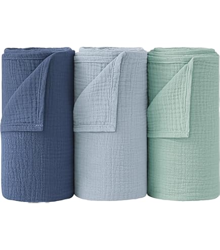 Set 3 Mussole Neonato In Cotone Bio - 64x64 Cm, Morbide E Assorbenti - Per Bambino E Bambina - Foto 3