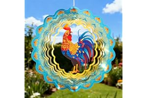 GIGALUMI Wind Spinner for Garden, Rooster Garden Ornaments, 3D Colorful Wind Spinner, Unique for Mom,Women,Outdoor Decorations for Yard, Patio