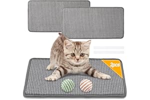 DYDHRER 2 Stück Kratzmatte Katze, Sisal Teppich Katzen, [50*25cm] Kratzteppich Katze, Sisalmatte mit Klebeband, Kratzbretter Katze Wand, Kratzmatte Langlebig und Leicht Zu Reinigen-Grau(2 Sisalkugeln)