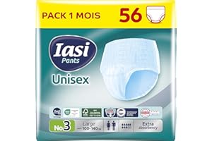 IASI Pants UNISEX haute protection, 56 culottes pour incontinence, absorption EXTRA, taille L, 56 unités
