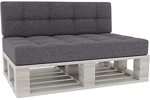 ‎GUTEKISSEN Gutekissen® Palettenkissen Gesteppte Kissen mit Knöpfen, Palettenauflagen Sitzkissen Rückenlehne Gesteppt PFG (Set (Sitzkissen 120x80 +Rückenlehne 120x40), Dunkelgrau)