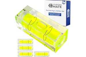 Rechteckige Libellen Set, 5 Stück, mit 40 x 15 x 15 mm, Wasserwaage mit Luftblase, kleine Libellen Wasser Waage, Nivellierung, Dosenlibelle für Wohnwagen, Kamera, Heimwerker, Spirit Level Bullseye