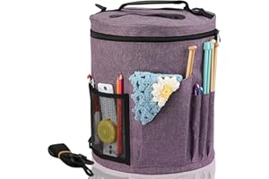 Lighterday Portable Craft Bag for Knitting & Crochet Accessories, Wool & Yarn Storage, Knitting Gifts for Women (Purple)