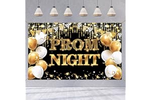 XINDY Extra Large Prom Night Banner Black Gold Prom Decorations 2025 Backdrop Graduation Banner for High School College Class of 2025 Graduation Party Decorations
