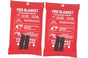 Toneeko 1,2 x 1,2 m Fiberglas-Feuerlöschdecke für Notfälle, schwer entflammbarer Schutz und Wärmedämmung (weiß, 2 Stück)