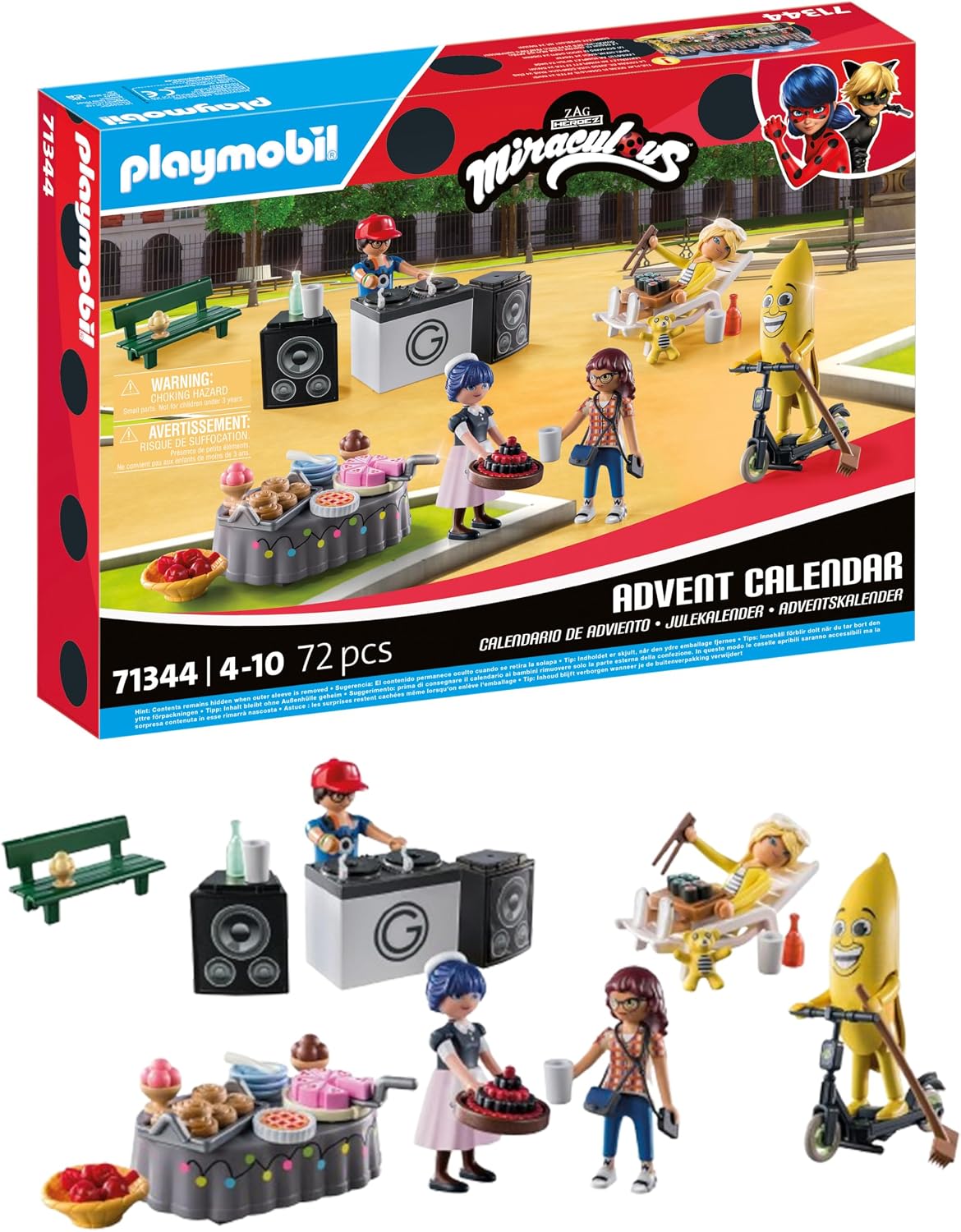 PLAYMOBIL Miraculous 71344 Calendario de Adviento: Miraculous pícnic en París, 24 sorpresas, Incluidas Cinco Figuras, Calendario de Adviento 2024, Juguetes para niños y niñas a Partir de 4 años