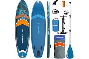 GYMMALL SUP Gonfiabile, Tavola SUP Gonfiabile per Adulti e Ragazzi di Tutti i Livelli, Design Ampio e Antiscivolo della Tavola, con Accessori Premium e Borsa Storage Inclusi