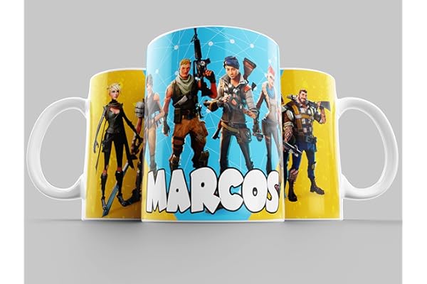 Taza personalizada con nombre con dibujos de personajes de videojuegos, taza de cerámica calidad premium 350ml hecha a mano, regalo original y divertido