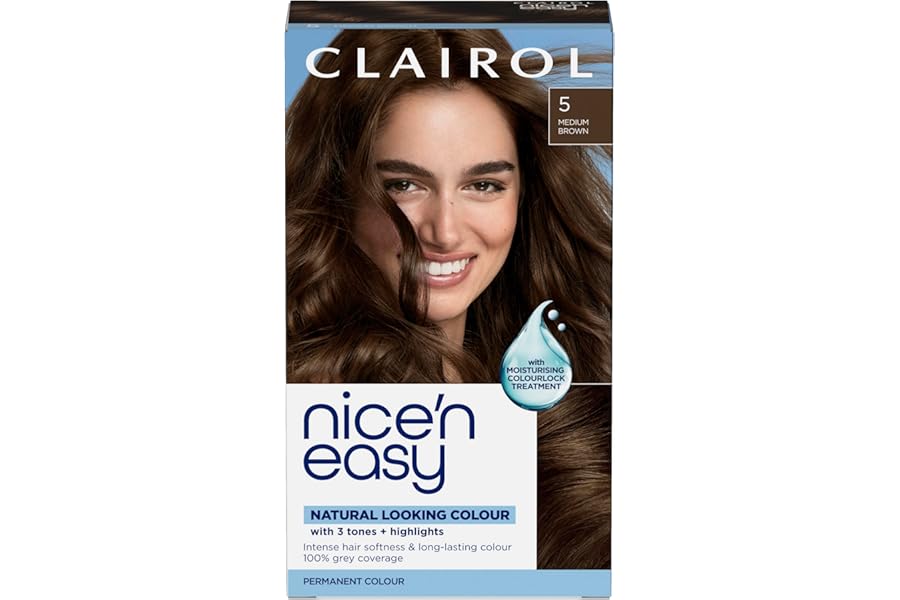 Clairol Nice'n Easy Crème, Natural Looking Oil Infused Permanent Hair Dye, 5 Medium Brown