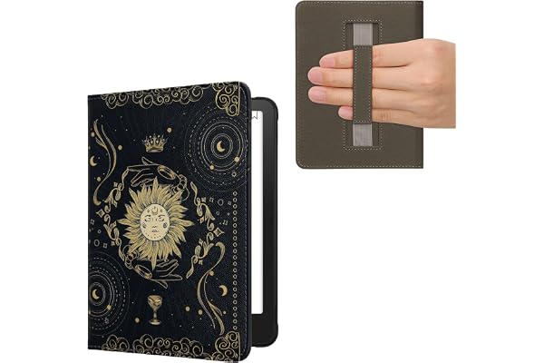 kwmobile Étui Compatible avec Amazon Kindle Paperwhite (2024)/Colorsoft Coque - Étui à Rabat magnétique Tablette eReader Similicuir avec Sangle - Bleu foncé-Jaune-Noir