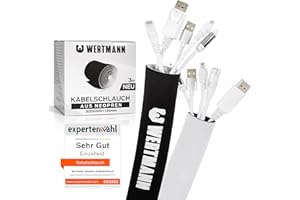 Wertmann Copricavi in neoprene [3m] per gestione cavi TV/PC - Diametro regolabile - Guaina per cavi flessibile, nascondi cavi tv e raccogli cavi scrivania, proteggi cavo per gatti, Gestione cavi b/n