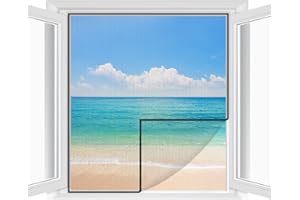 Cinkee Zanzariera Finestra Regolabile Fai da te 180x150 cm,Zanzariera Trasparente 2 pezzi | Zanzariera per Porte di Balconi e Giardini con Nastro-Adesivo, Senza Necessità di Forare,Bianco